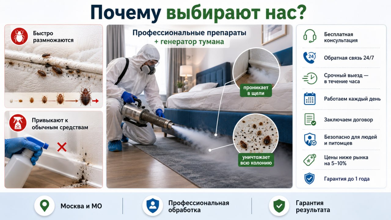 Почему для борьбы с клопами зовут именно нас